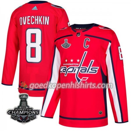 Washington Capitals Alex Ovechkin 8 2018 Stanley Cup Champions Adidas Rood Authentic Shirt - Mannen